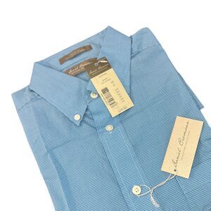 Daniel Cremieux Signature Collection Blue Micro-Check Button-Down Shirt Size Med